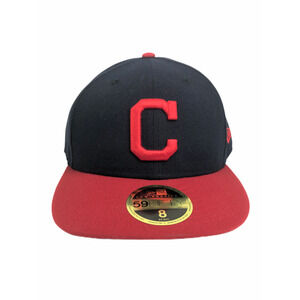 Cleveland Indians Team New Era 59Fifty Cap/Hat Mens MLB Navy Blue / Red Size 8
